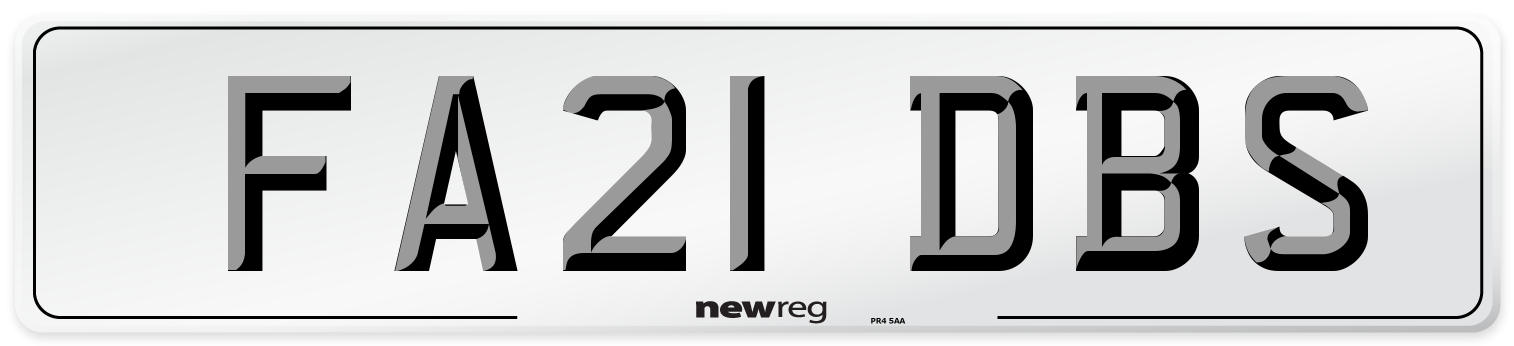 FA21 DBS Number Plate from New Reg